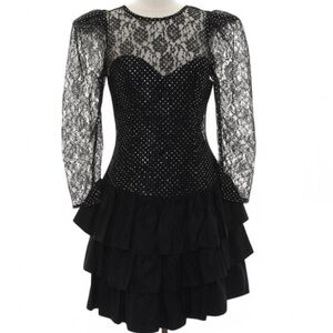 ✨ Totally 80s Glam: Rampage Vintage Cocktail Dress with Lace & Glitter